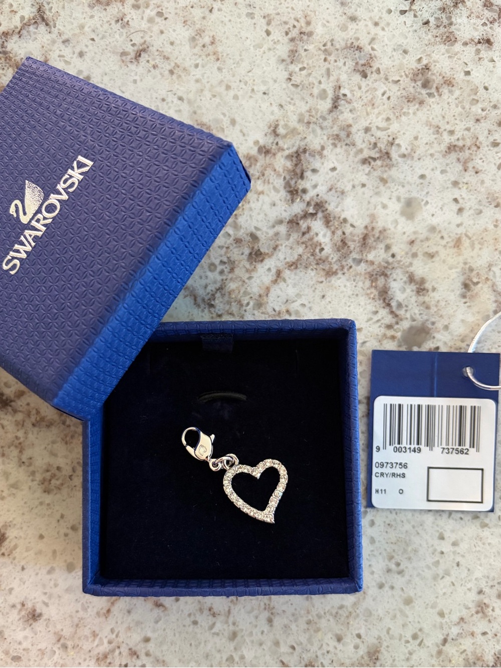 Swarovski Silver Pave Heart Charm